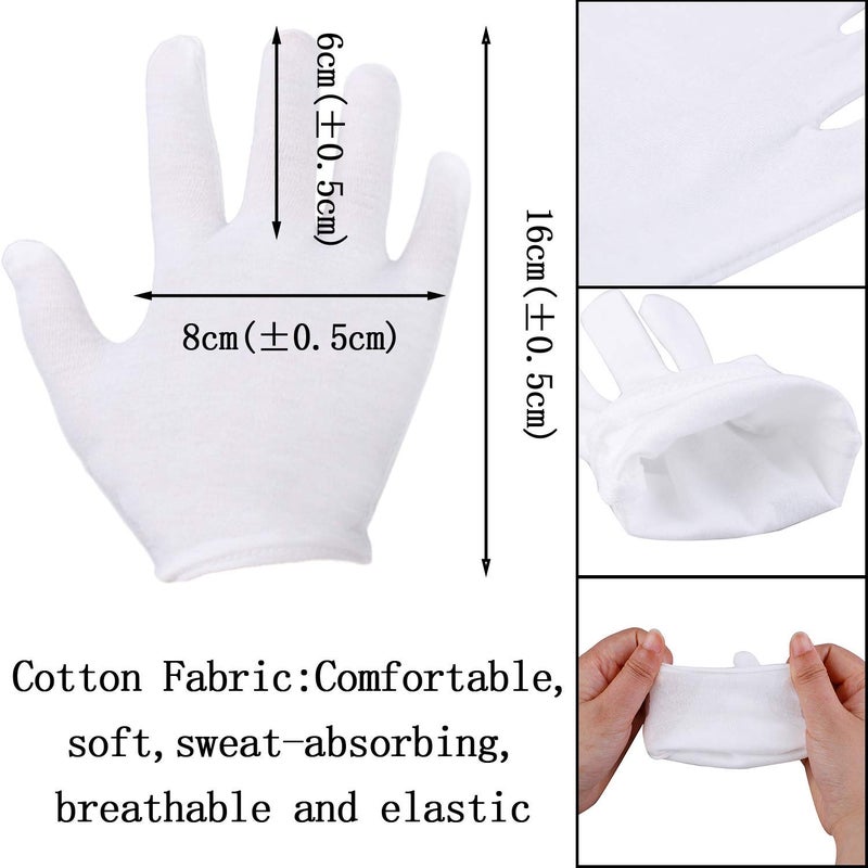 Yiphates قفازات بيضاء 6 أزواج للرجال والنساء لعيد الهالوين قفازات قطنية لملابس التنكر لحفلات الهالوين والموكب - Image 2